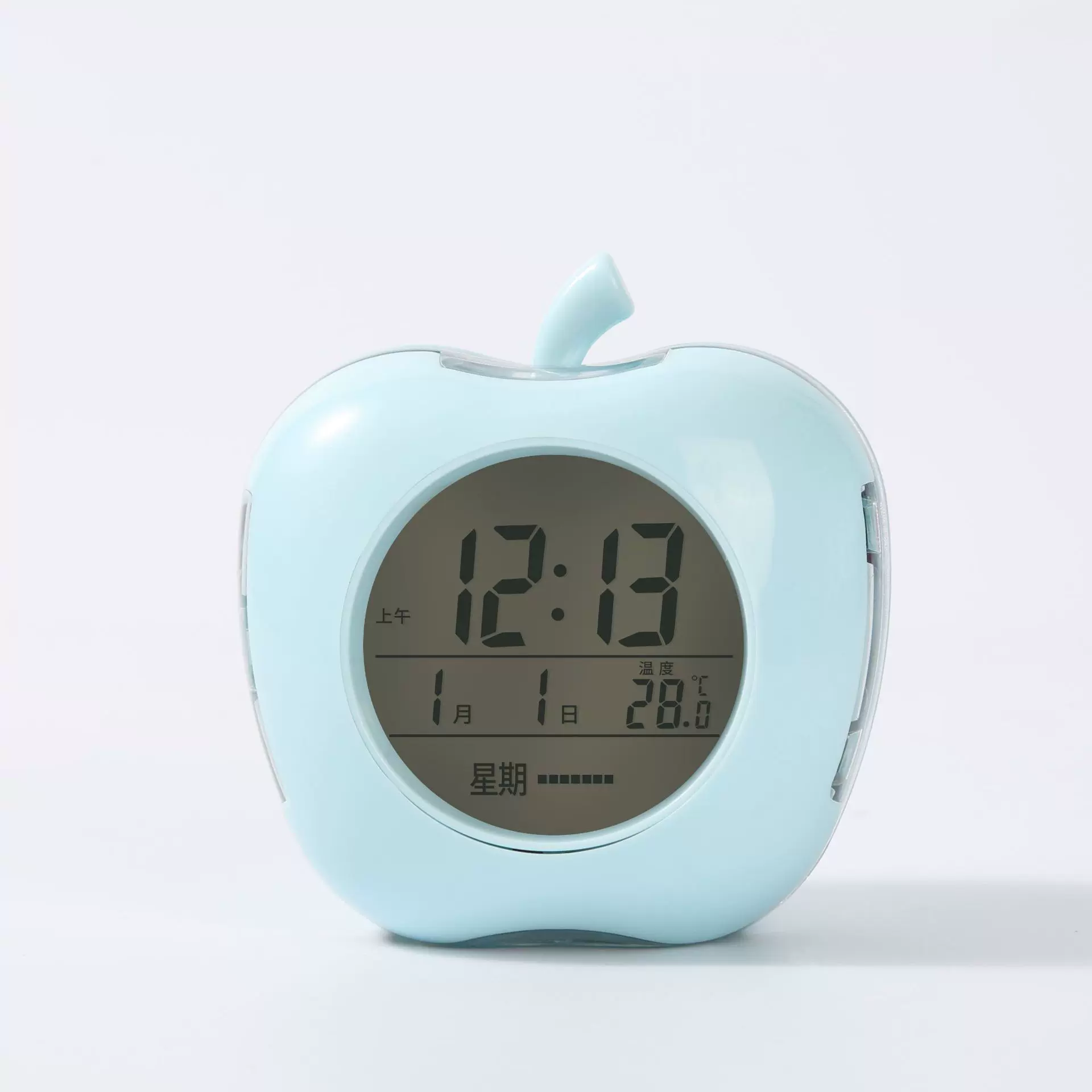 创意时尚苹果七彩闹钟LED电子时钟儿童小闹钟带语音七彩变色时钟