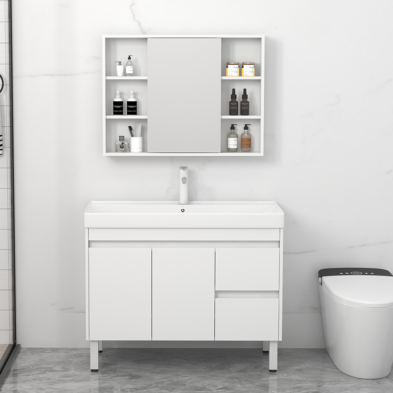 gabinete de baño de madera sólida tipo piso lavabo gabinete combinación cerámica lavabo todo en uno lavabo lavabo lavabo profundo lavabo