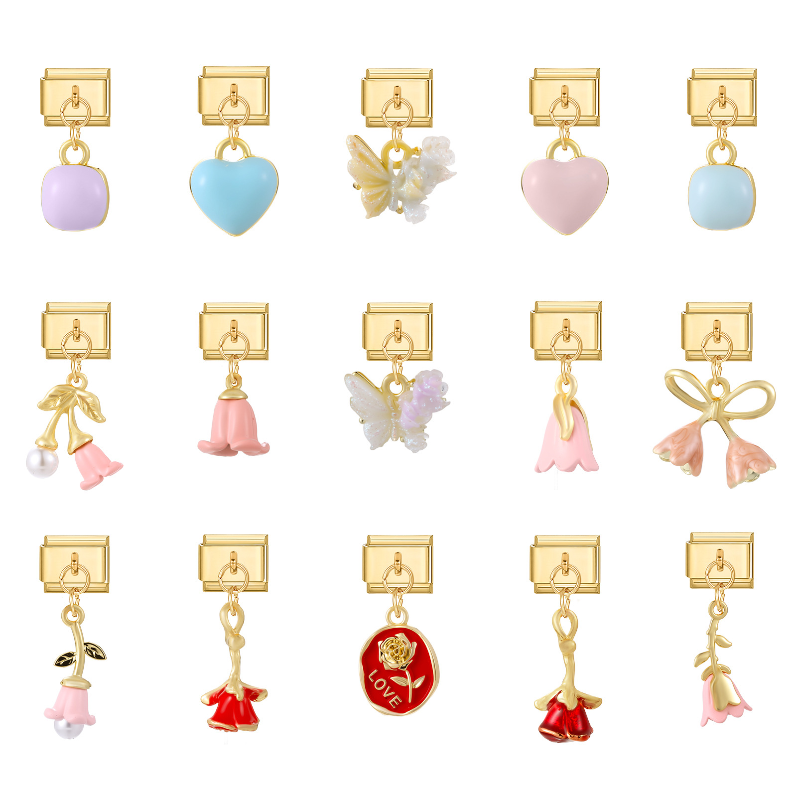 彩色可爱金色吊坠意大利精致DIY模块项链手链创意饰品个性配件