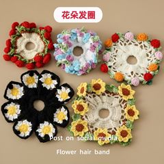 insネットセレブ甘い手織りシェフィールド5連フラワーヘアリングローズフラワーヘアリング完成品