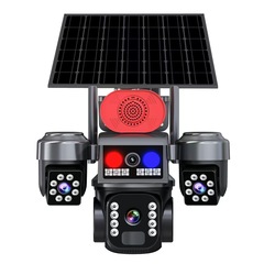 V380真三目三画面360度无线智能wifi/4G太阳能摄像头监控枪球一体