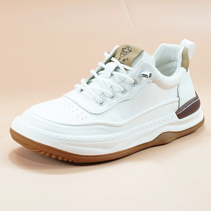 Кожаные мужские туфли новый осенний дикий тренд изогнутые белые туфли мужские толстые подошвы дышащие кожаные туфли мужские повседневные туфли