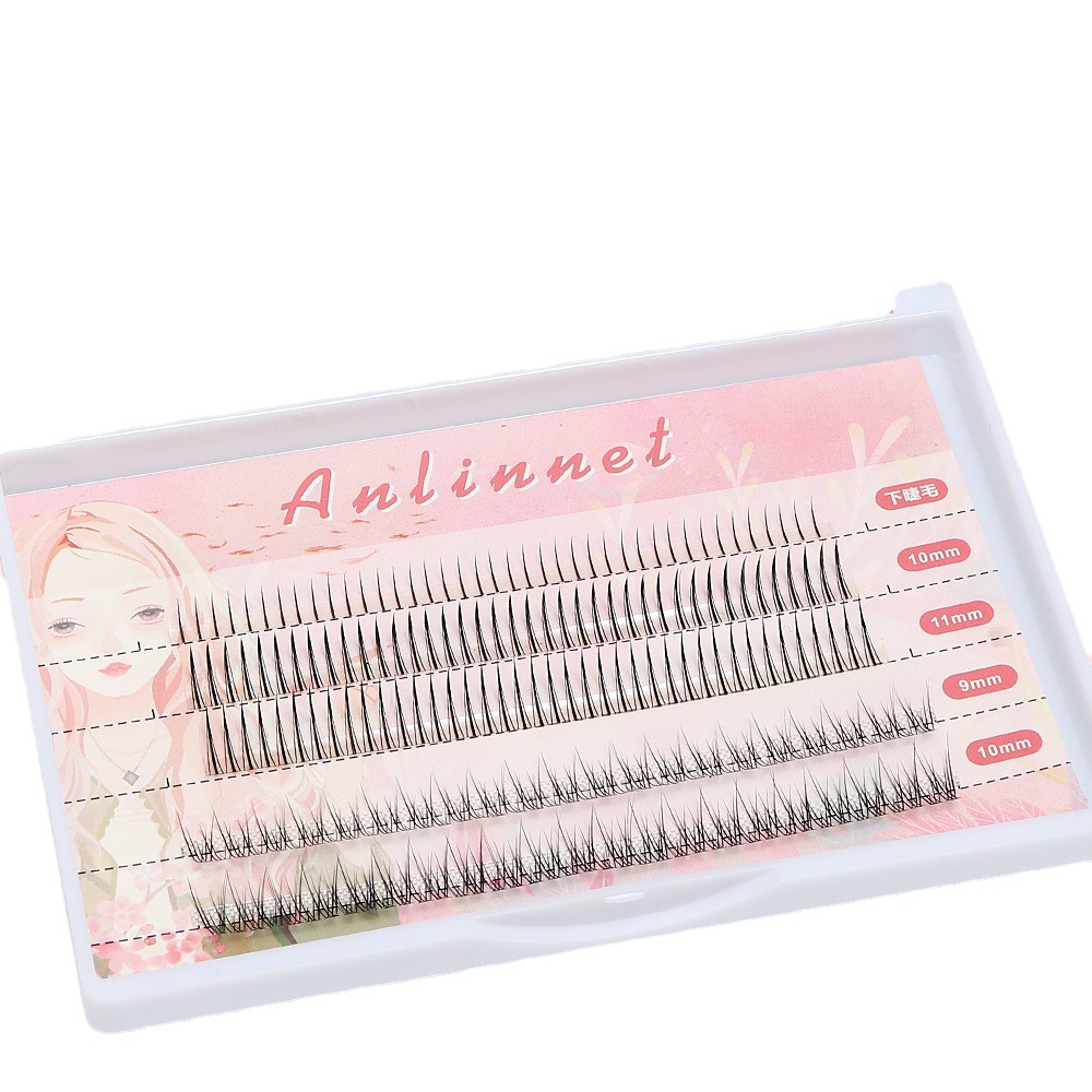 Paquete mixto de 5 filas en caliente transfronterizo pestañas postizas naturales cola de pez + sándwich de cabello en forma de A auto-injerto de cabello