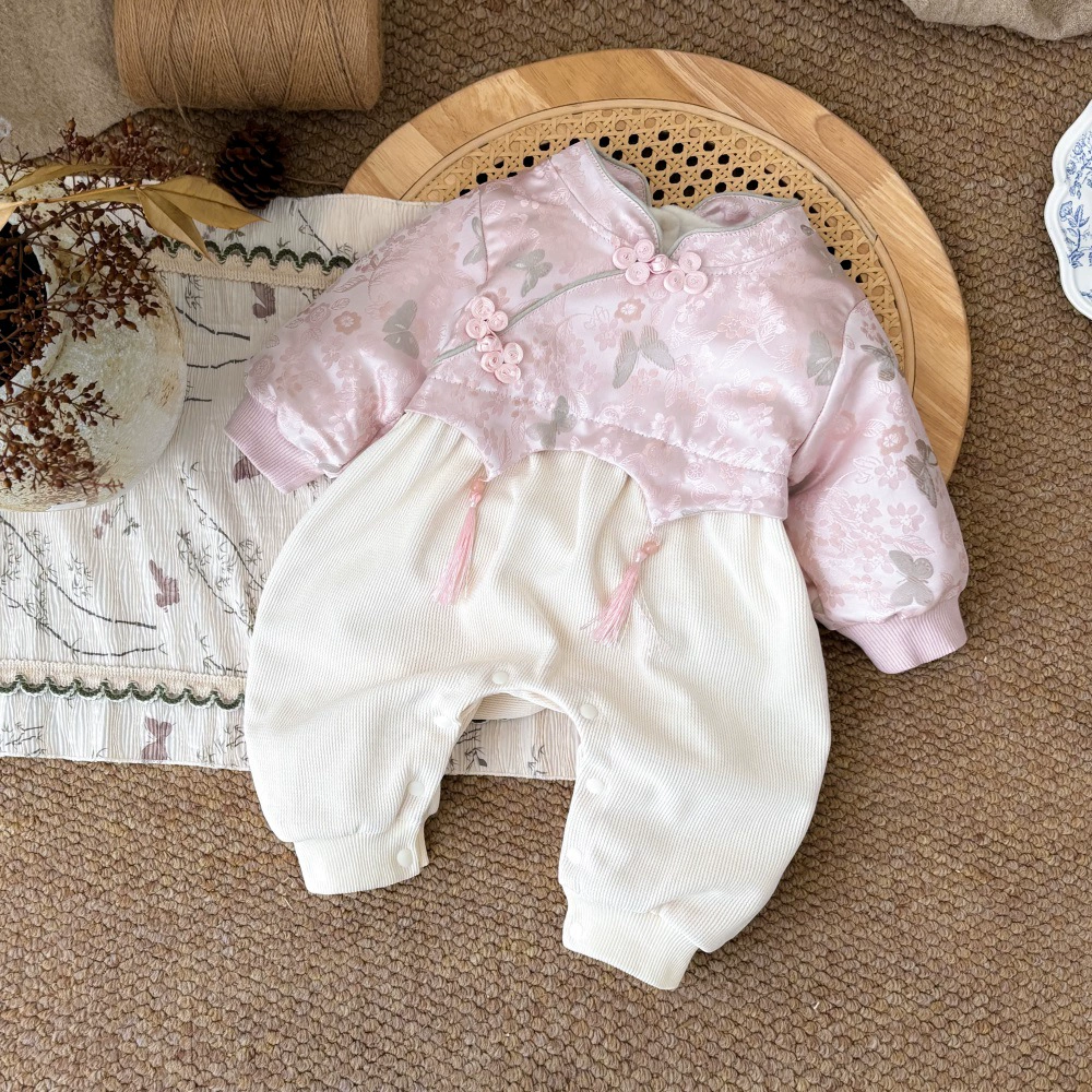 Children's overall, demi-season fleece bodysuit girl's, Chinese style
