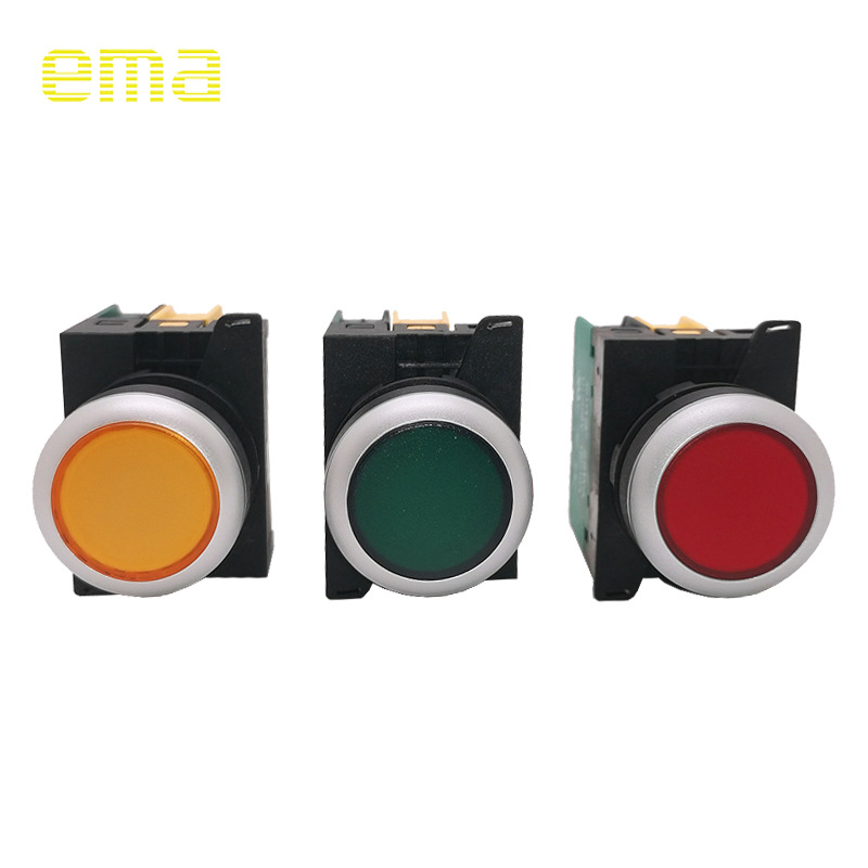 EMA伊玛E2P1系列自复型按钮开关IP40 22mm带LED灯24VAC原装正品