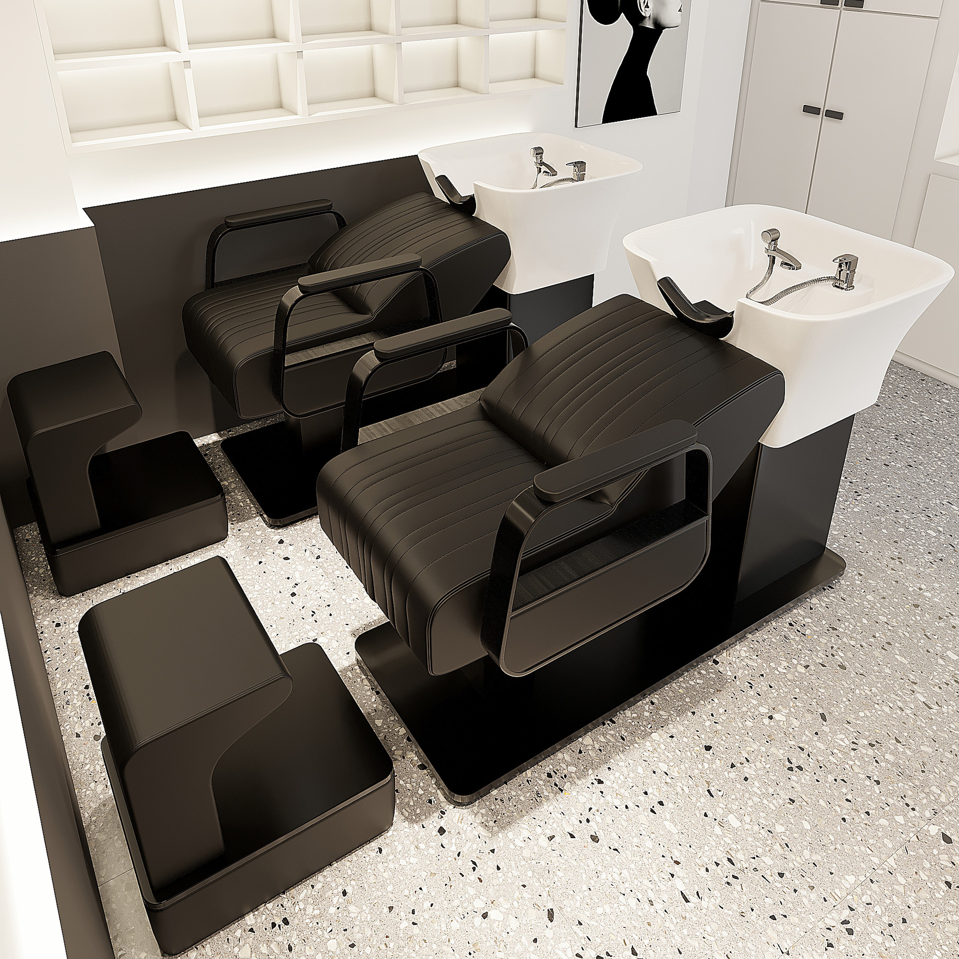 Lujoso acero inoxidable de titanio Negro - maceta cuadrada de cerámica - negro