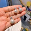 Pendant from pearl, necklace and earrings, wholesale