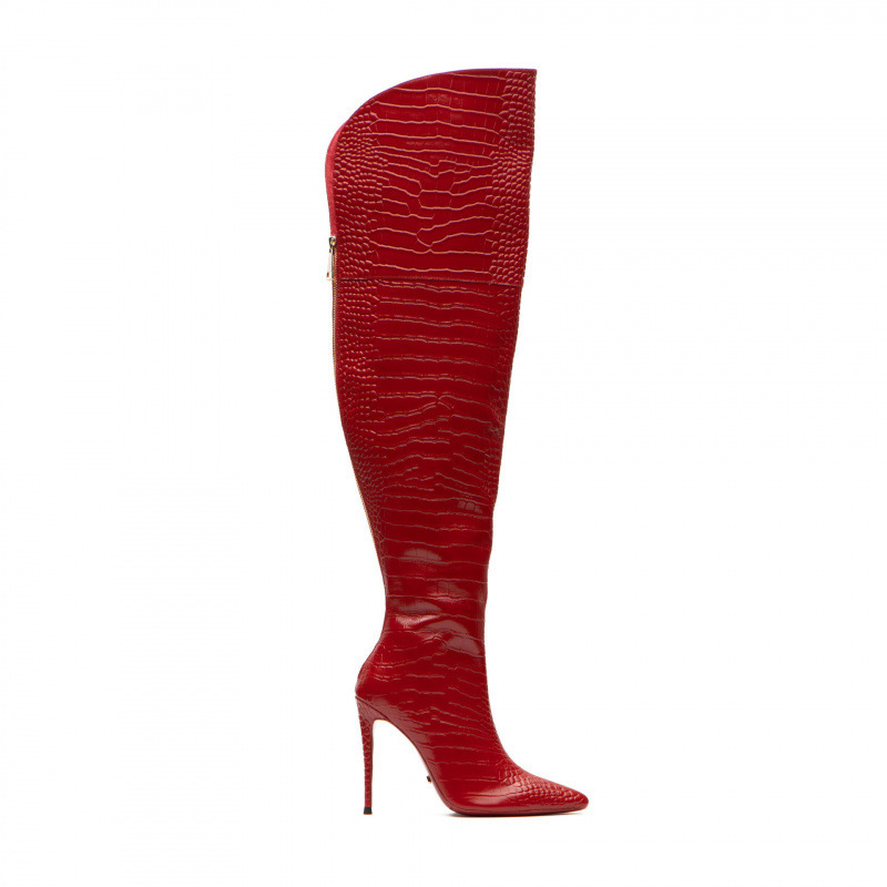 2026 Autumn European and American Style Knee-High Boots, Foreign Trade Cross-Border Thin-Heeled High-Heeled Long Boots, Embossed Leather Women's Boots, Large Sizes 35-43