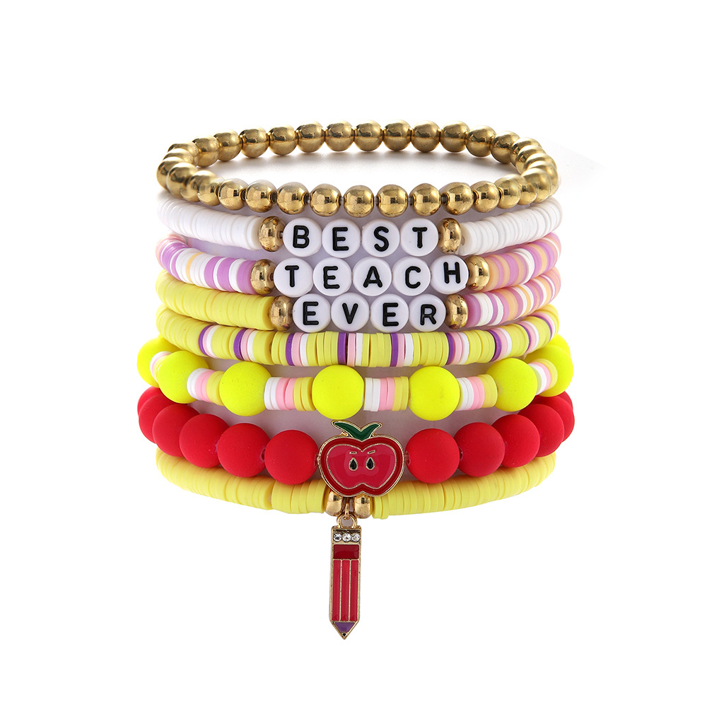 35g Weight CCB Pendant Material Bracelets Classification soft clay Chain Material 1 Set Quantity Holiday, Daily Occasion CCB, soft clay Material Teachers' Day Festival Letter, Heart Shape Pattern Women's Gender Casual, Simple Style Style Casual Simple Style Letter Heart Shape CCB Soft Clay Wholesale Bracelets 1