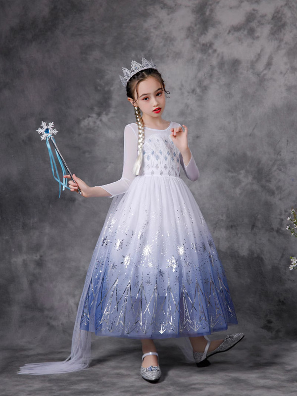 エルサプリンセスドレスアナと雪の女王 2 女の子エルサドレス夏子供スカート服エルサ服女性|undefined