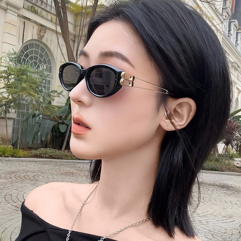 Cross-Border Cat-Eye Sunglasses, Retro, Casual, Versatile, High-End, Fashionable Sunglasses, Metal Temple Sun Protection Glasses