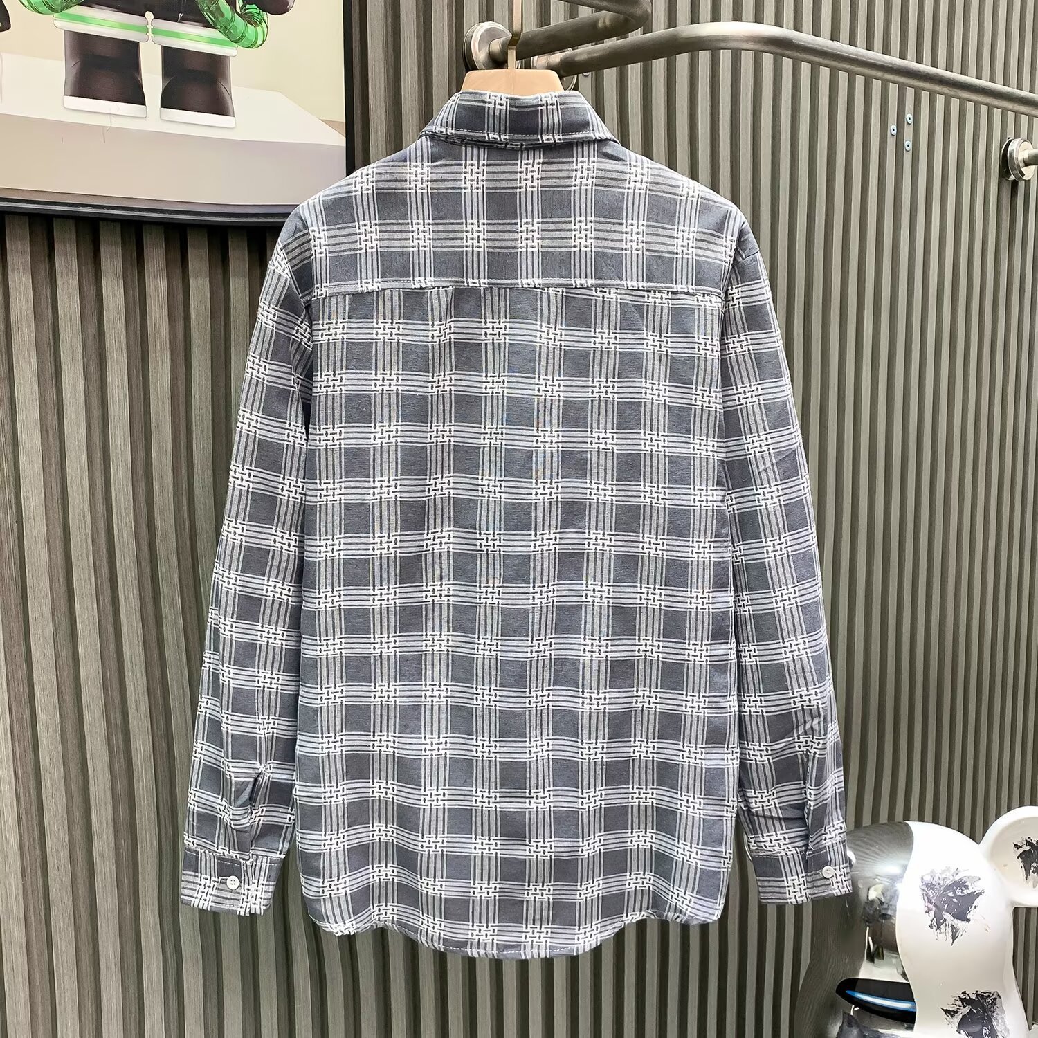 Lässiges Herren-Langarmhemd mit Karomuster – Japanisch inspiriertes, lockeres Hemd mit Knopfleiste (Grau/Blau/Rot, M-XXXL)_voghion.com