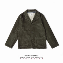 黄氏织造23秋冬男装夹克日系复古夹克外套橄榄绿灯芯绒休闲西装