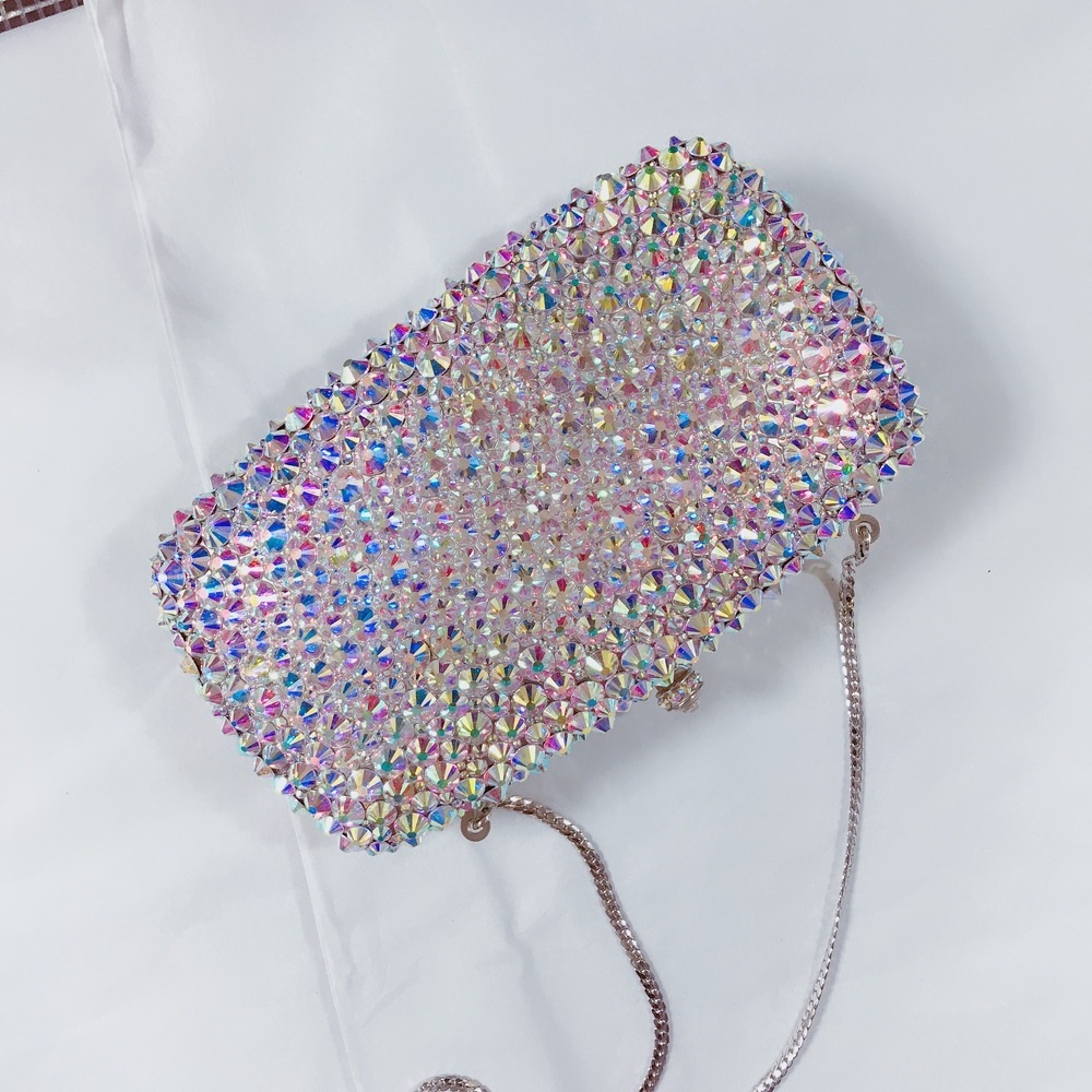 BL123 bolsas de diamantes cuadradas bolsas de cena de cristal bolsas de mano de vestido de dama bolsas de cadena de diamantes hechas a mano