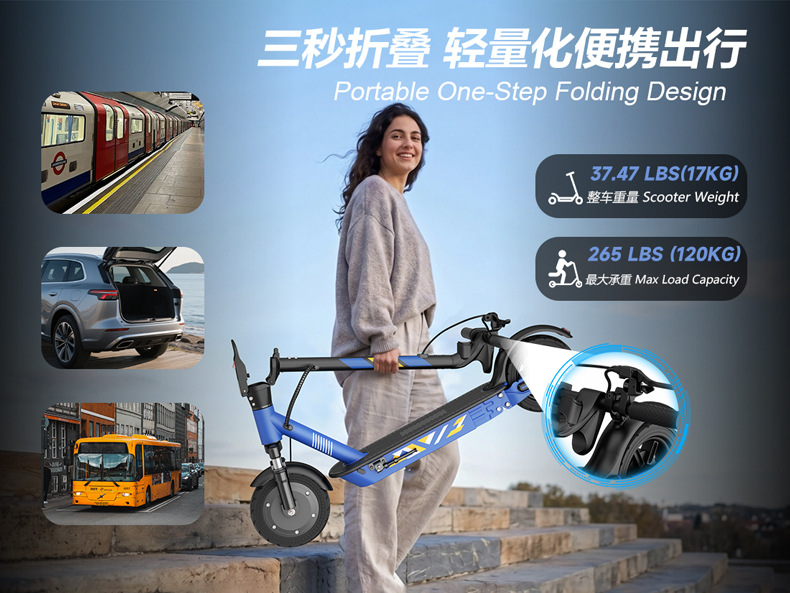 Overseas warehouse delivery of lightweight foldable electric scooters, cross-border electric scooters with honeycomb solid tires