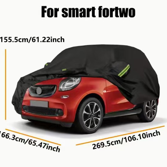 Qìchē Black Heat-Absorbing Car Cover Waterproof Sun UV Protection (Car clothing) - for-mercedes-benz-smart