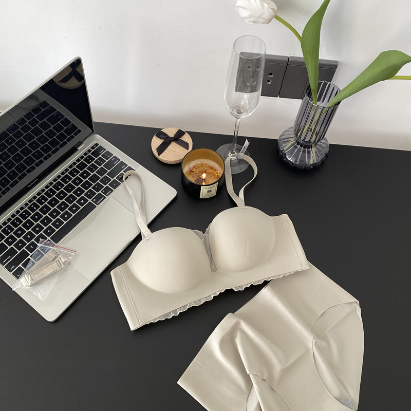 8269 ropa interior sin tirantes brillante sin costuras pequeño pecho push up ronda grande engrosada soporte superior sujetador ajustable