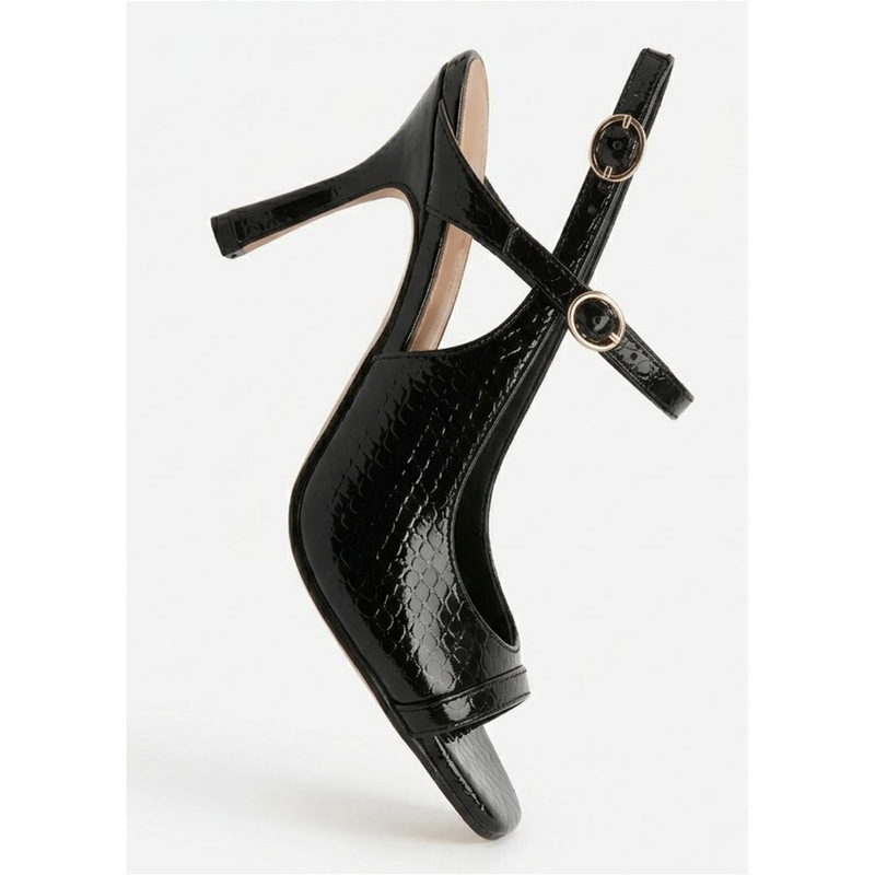 2026 Summer New Style One-Strap High-Heeled Sandals, Large Size, Extra Wide, Shallow Mouth, Comfortable Women's Shoes, Patent Leather, Simple Design 2026 Summer New Style One-Strap High-Heeled Sandals, Large Size, Extra Wide, Shallow Mouth, Comfortable Women's Shoes, Patent Leather, Simple Design