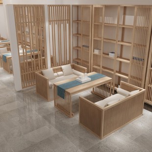 New Chinese-style Ash Solid Wood Rest Area Tea House Negotiation Commercial Bar Leisure Restaurant Hotel Card Seat Sofa
