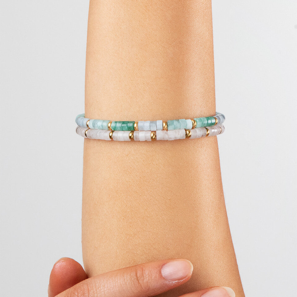 Casual Round natural stone Titanium Steel Beaded Bracelets 1 Piece