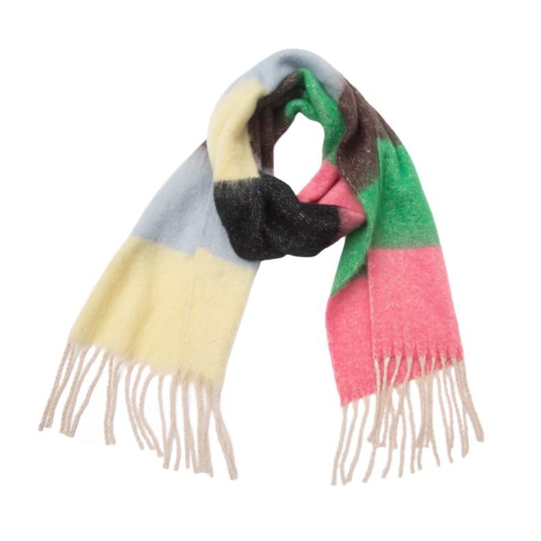 770g Weight Scarf Classification Daily Occasion Polyester Material Stripe Pattern Autumn&Winter Season Women's Gender Tassel Design Casual, Simple Style Style Women's Casual Simple Style Stripe Polyester Tassel Scarf 24