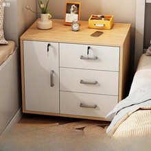 出租房用简易储物柜移动置物架床头柜带锁简约现代卧室收纳柜小型