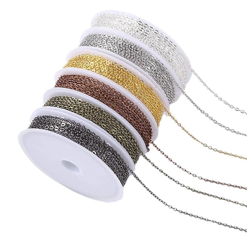 2*3mm presión plana cadena cruzada 6 colores 8 combinación a juego langosta hebilla anillo abierto DIY accesorios de la joyería