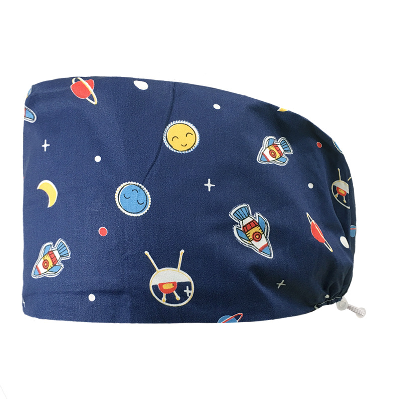 Pareja de dibujos animados lindo impreso puro algodón oral belleza médico tapa de trabajo tapa quirúrgica tapa de la enfermera de la sala de operaciones femenina