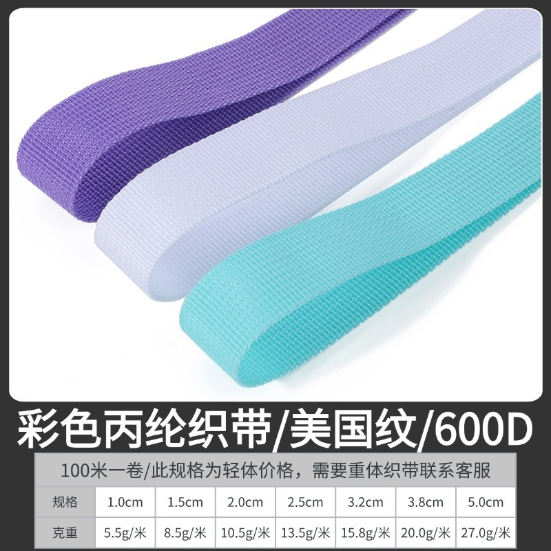 Cinta de polipropileno trenzada de tejido liso peinado, engrosada, negra, de 1-5 cm, para accesorios de equipaje, cinta de borde, patrón americano