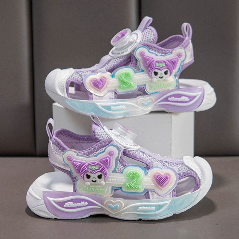 Детские сандалии для девочек, пляжная обувь Baotou, новые летние корейские туфли принцессы с героями мультфильмов, спортивные сандалии на нескользящей мягкой подошве