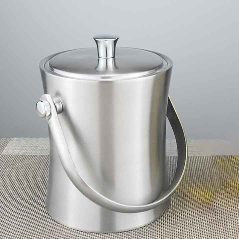 Los fabricantes suministran cubo de hielo de acero inoxidable cubo de hielo de doble capa cubo de hielo en forma de cintura Cubo de champán de acero inoxidable