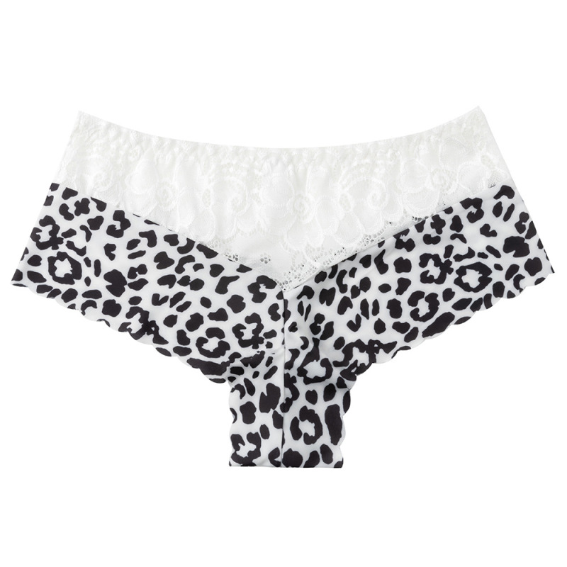 Women's sexy lace trimmed breathable ice silk boxer shorts|undefined