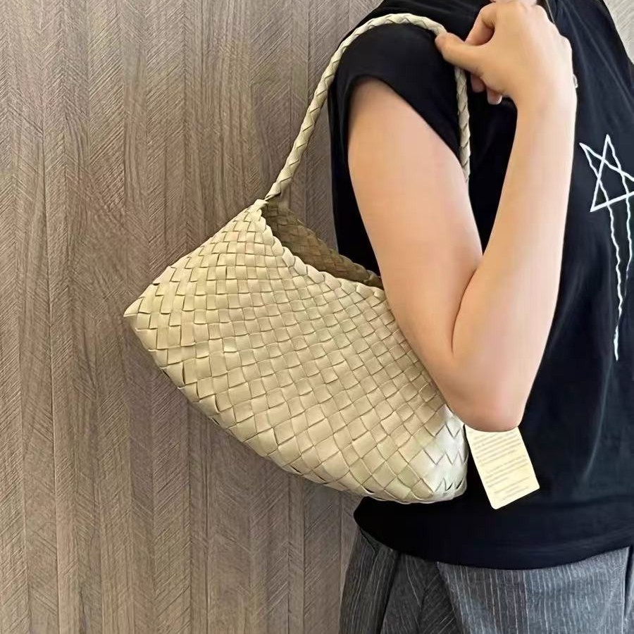 Women's Hand-Woven Leather Underarm Bag 2025 New Premium Retro Shoulder Handbag - Thumbnail 5