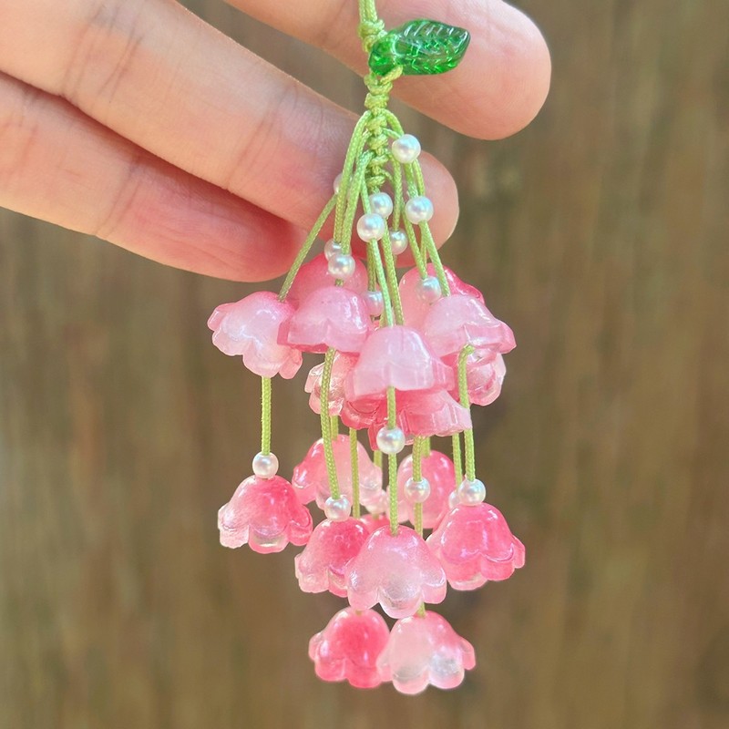 好运降铃~渐变七彩铃兰花挂坠包挂灵隐文创有钱花挂件古风手机链|undefined