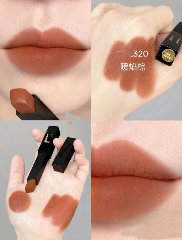 跨境专供Y家口红小黑条哑光 301#赤裸杏仁302#丝绒正装一件代发|undefined