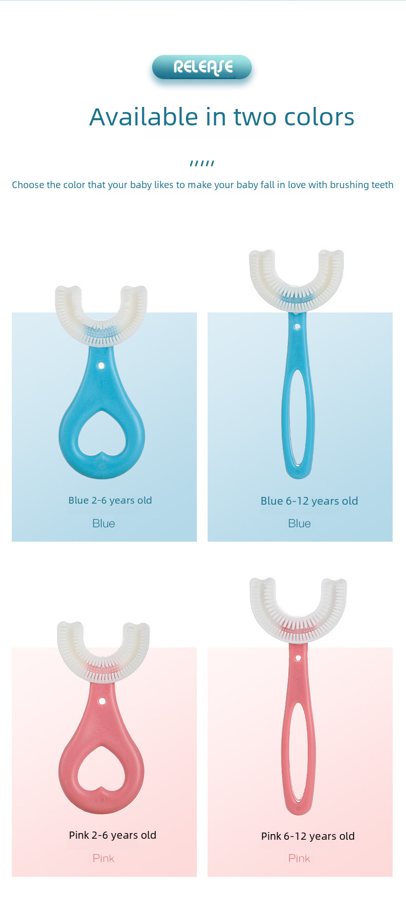 Children's U-shaped Toothbrush U-shaped Infant Baby 2-6-12 Years Old Children Soft Hair Silicone Mouth Contains Clean Brushing Artifact