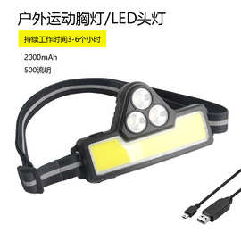 自行车usb户外工作cob照明灯强光充电头戴式超亮感应钓鱼骑行头灯