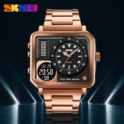 Shimei Large Steel Strap Dual Time Electronic Watch Multifunctional Sports Trendy Fashionista's Versatile Watch Dropshipping