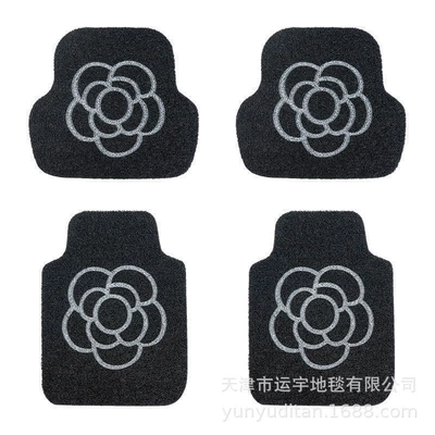 Light luxury camellia-patterned universal car floor: Universal Foot Pad - bottom-camellia-4-pieces-per-vehicle