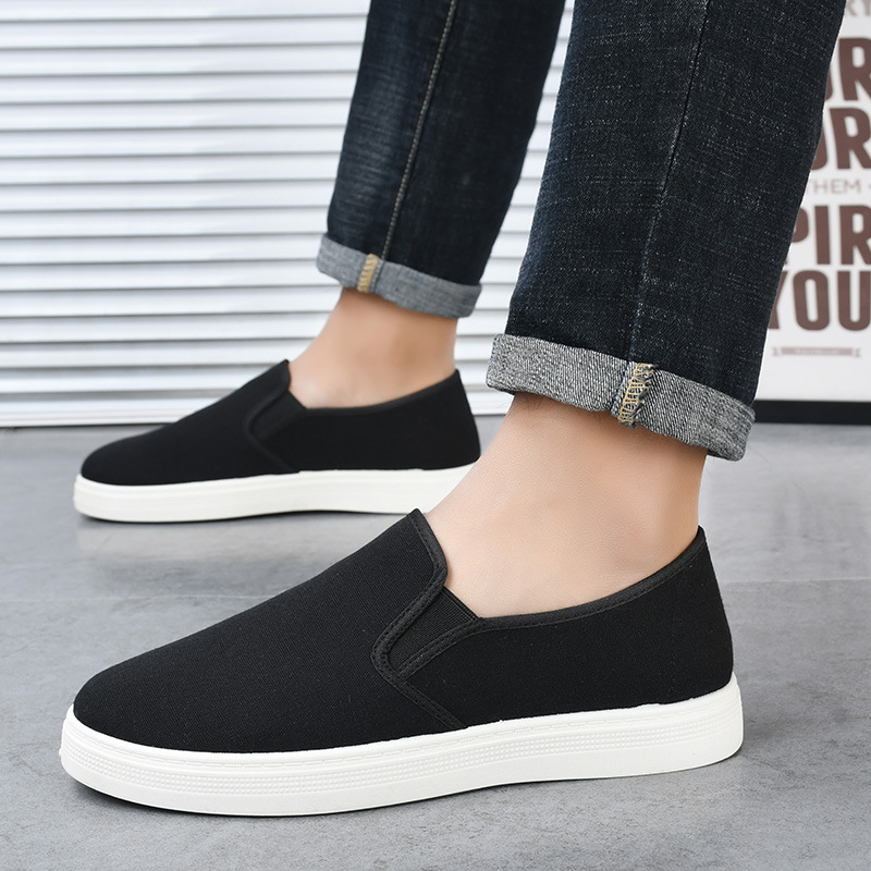 Spring and Autumn Old Beijing Cloth Shoes Men's Breathable Lightweight Canvas Shoes Non-Slip Wear-Resistant Work Shoes Student Shoes White Cloth Shoes
