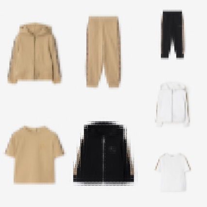 Khaki Black and White Boys and Girls Webbing Plaid Zipper Hooded Sweatshirt Pony Embroidered T-Shirt Pants Suit