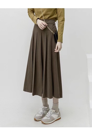 Woolen Korean style French retro autumn and winter  new a-line skirt skirt high-waisted umbrella skirt slimming mid-length