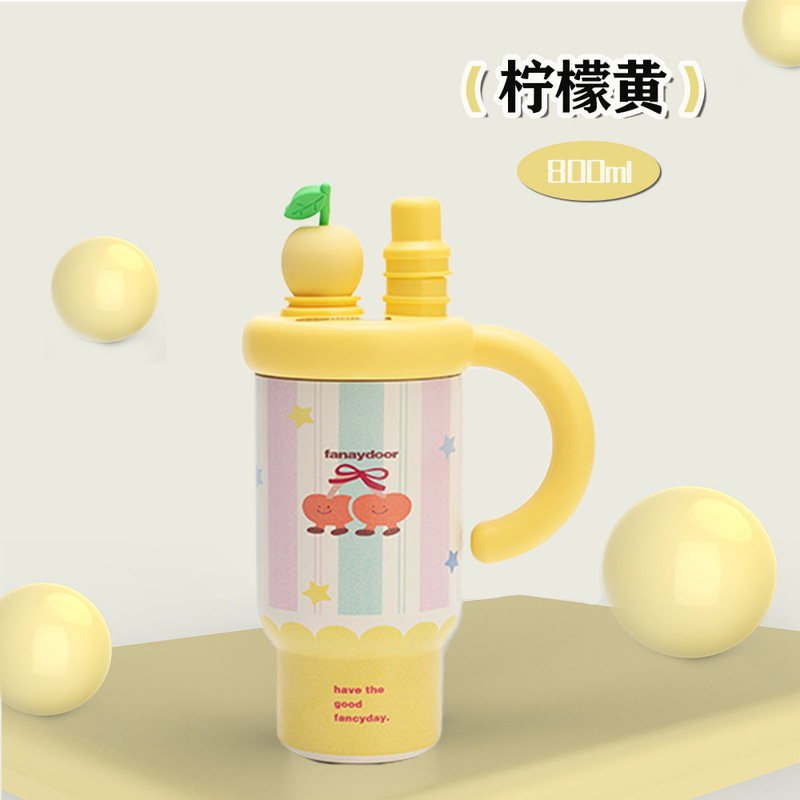 新款大容量保温杯高颜值车载女生巨无霸不锈钢吸管保温杯|undefined