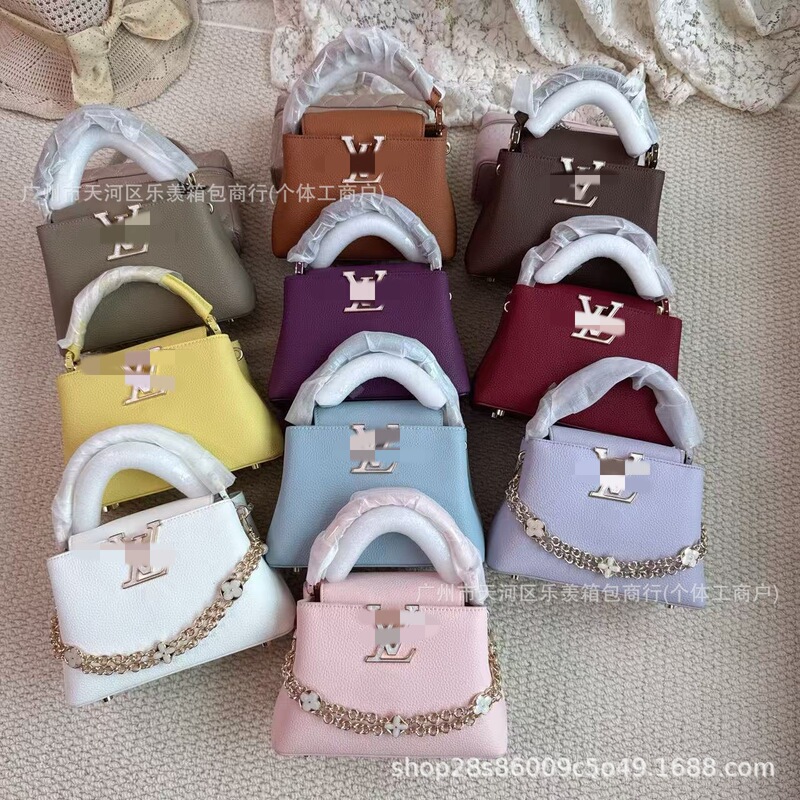 Cross-border best-selling genuine leather Kapusin mini handbag, featuring floral chain detailing, available for wholesale and drop shipping Cross-border best-selling genuine leather Kapusin mini handbag, featuring floral chain detailing, available for wholesale and drop shipping