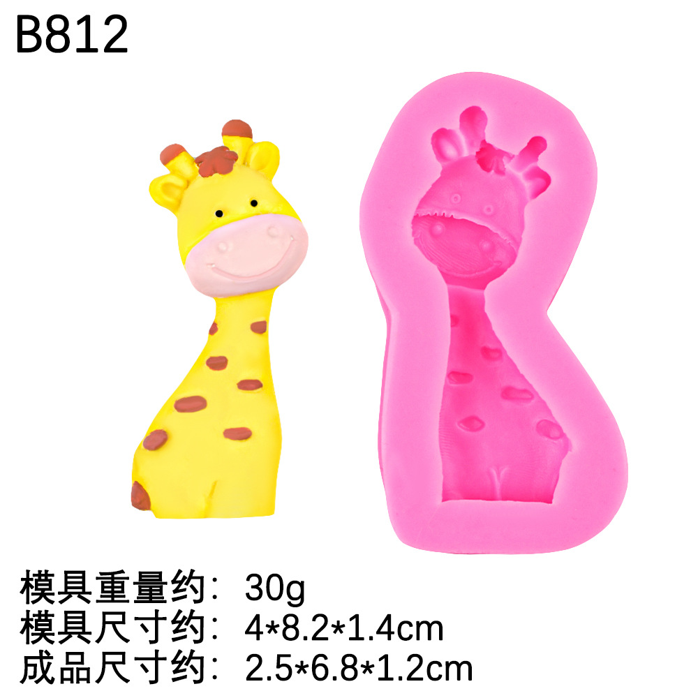 Cute Animal Theme Jirafa Fox Molde de silicona Diy Lion Chocolate Cake Adornos Molde de silicona