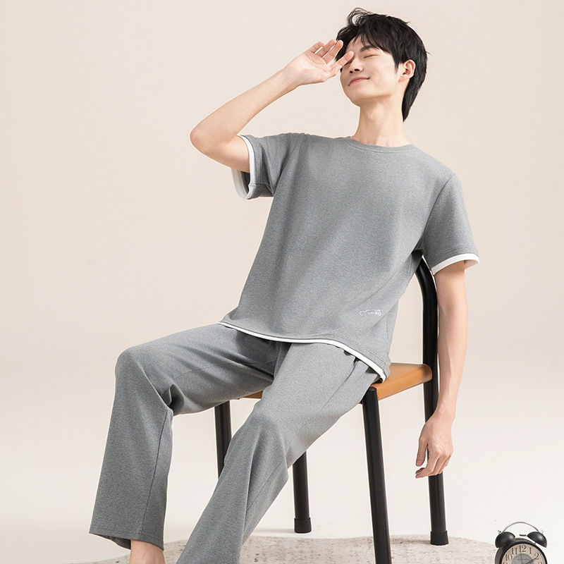 Pijamas de verano de algodón para hombres pantalones de manga corta delgados 2025 nuevo algodón de verano chaqueta se puede usar en casa