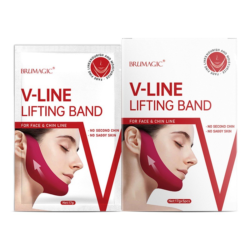 Máscara facial V transfronteriza Inglés rojo en forma de V elevación barbilla pegarse gel oreja colgando máscara levantamiento vendaje en stock