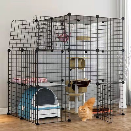 Super Large Cat Cage Villa Three-Story Cat Shelter Indoor Home Pet Cat House Bedding Large Space Folding Model