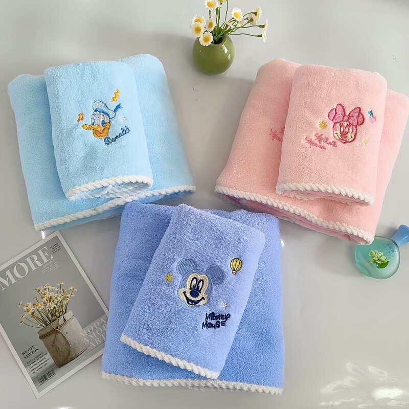 Coral Fleece Cartoon Minnie Mickey Embroidered Soft Absorbent Hair-free Towel Bath Towel suit Wash Face Household Bath Coral Fleece Cartoon Minnie Mickey Embroidered Soft Absorbent Hair-free Towel Bath Towel suit Wash Face Household Bath