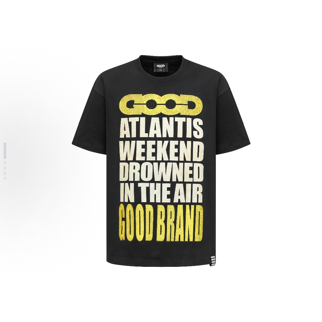 老白同款 GOODBRAND GOOD字母满钻圆领宽松直筒短袖T恤女男